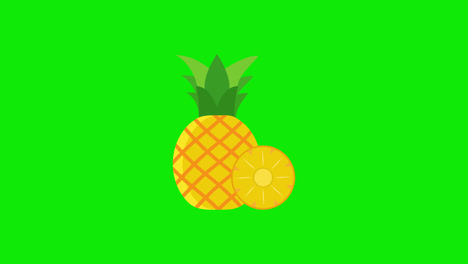 Pineapple-Icon-Animation.-tropical-fruit.-loop-animation-with-alpha-channel,-green-screen.